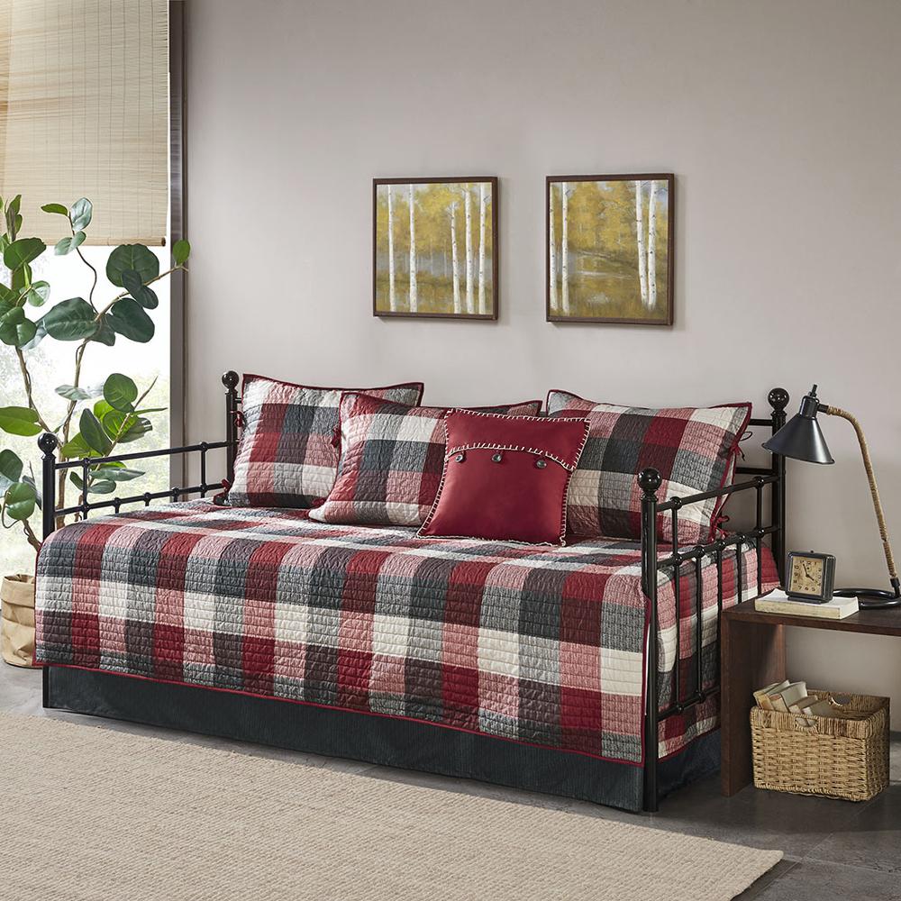 6 Piece Reversible Plaid Daybed Cover Set. Picture 4