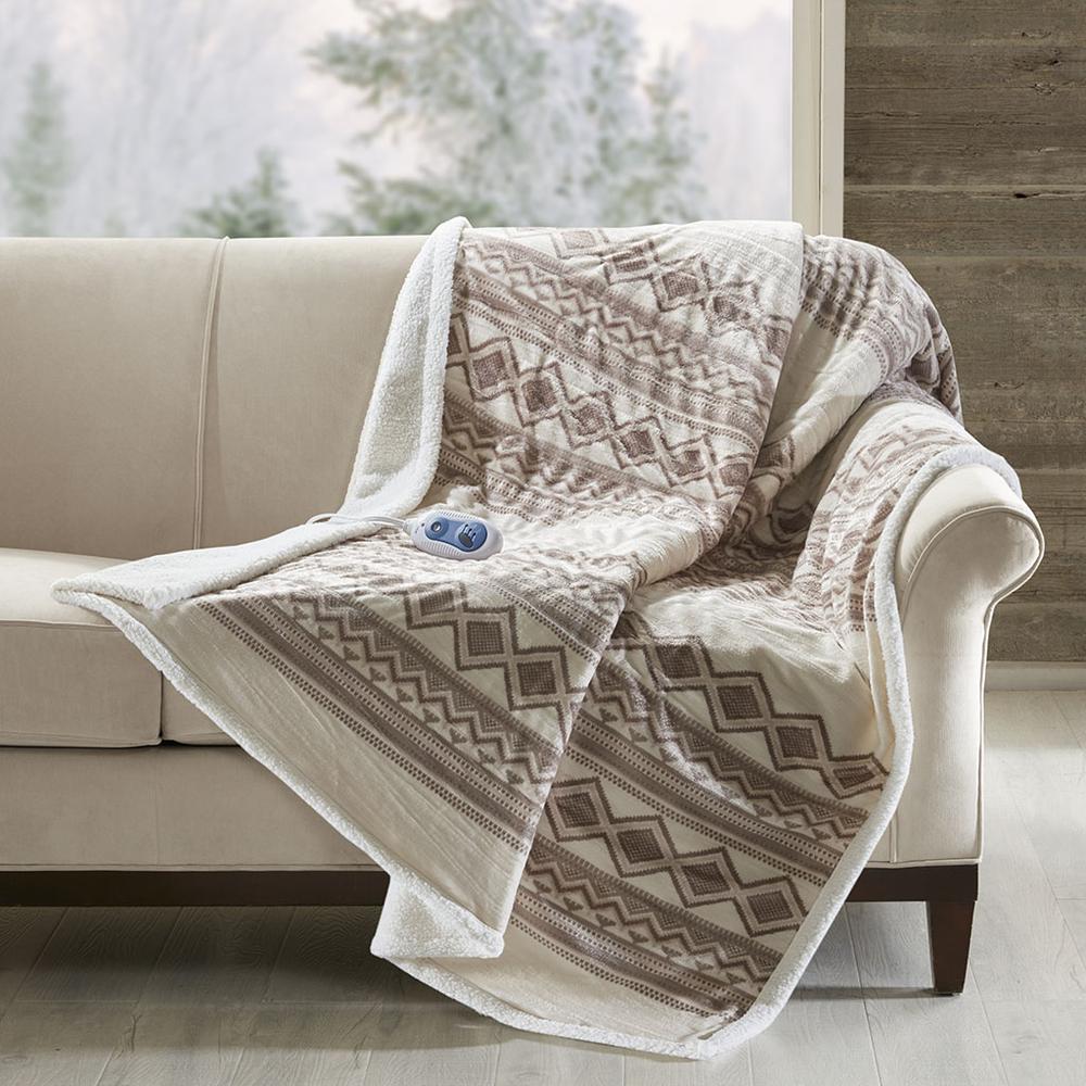 Anderson Oversized Mink to Berber Heated Throw, Natural color. Picture 4