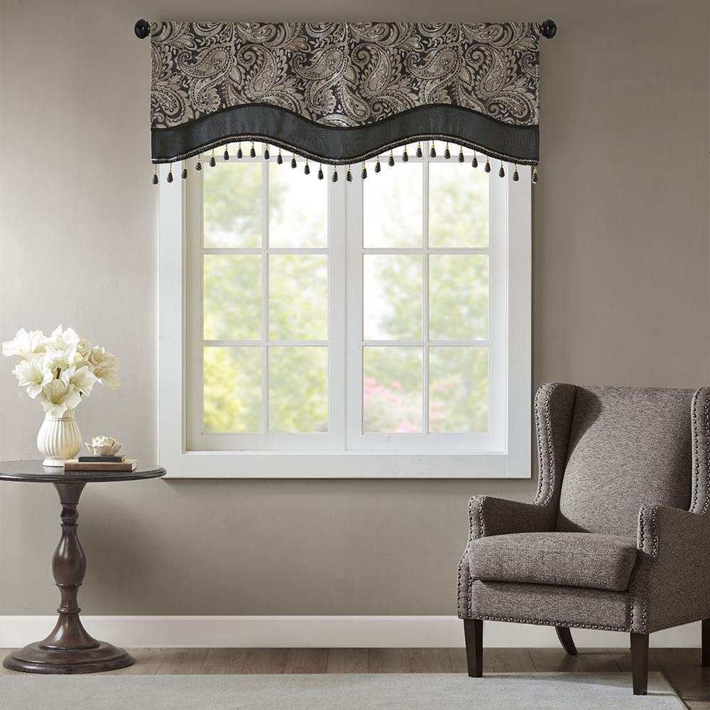 Jacquard Window Rod Pocket Valance With Beads. Picture 4