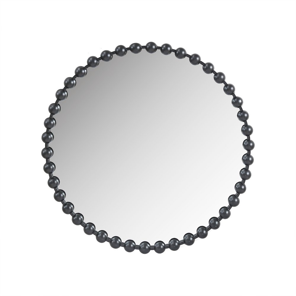 Beaded Round Wall Mirror 36"D. Picture 4
