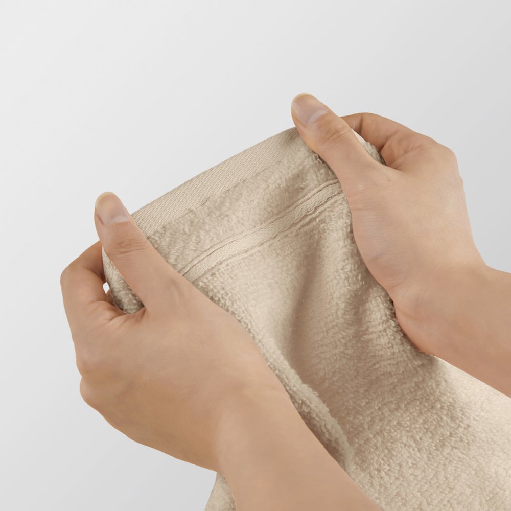 Quick Dry 100% Cotton 12pc Towel Set, Beige color. Picture 4