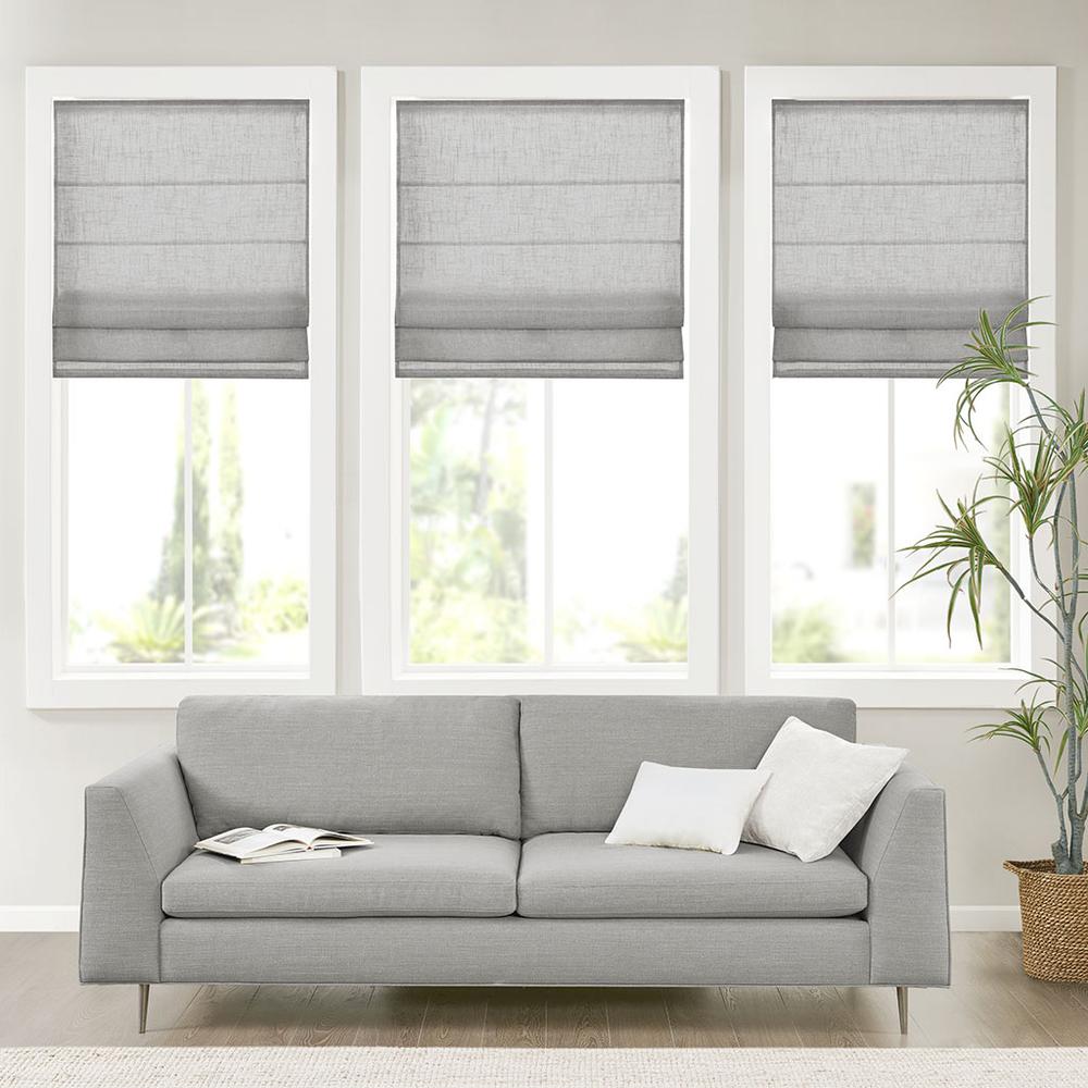 Linen Blend Light Filtering Cordless Roman Shade. Picture 4