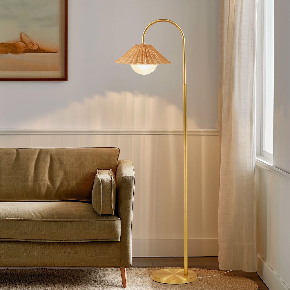 Rattan Weave Shade Floor Lamp. Picture 2