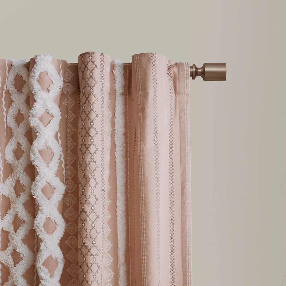 Imani Cotton Printed Curtain Panel with Chenille Stripe and Lining. Picture 5