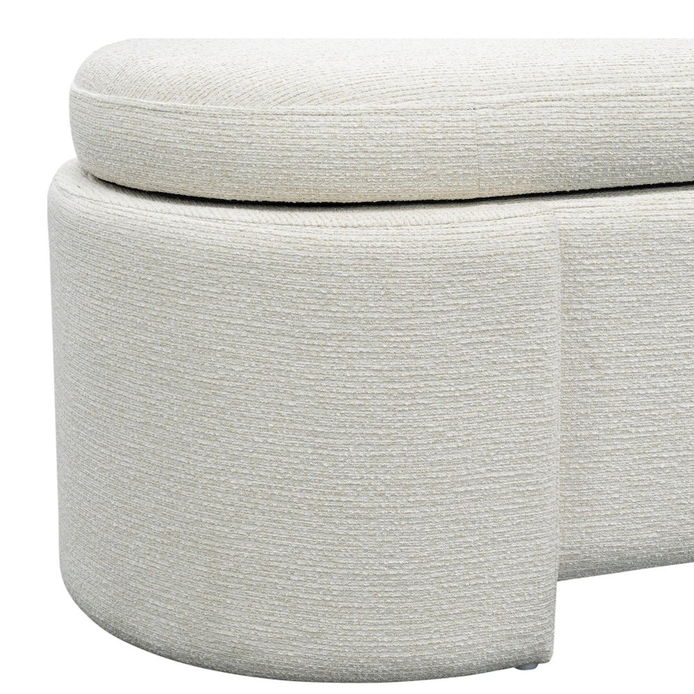Fully Upholstered Oval Storage Bench with Soft-Close Lid. Picture 2
