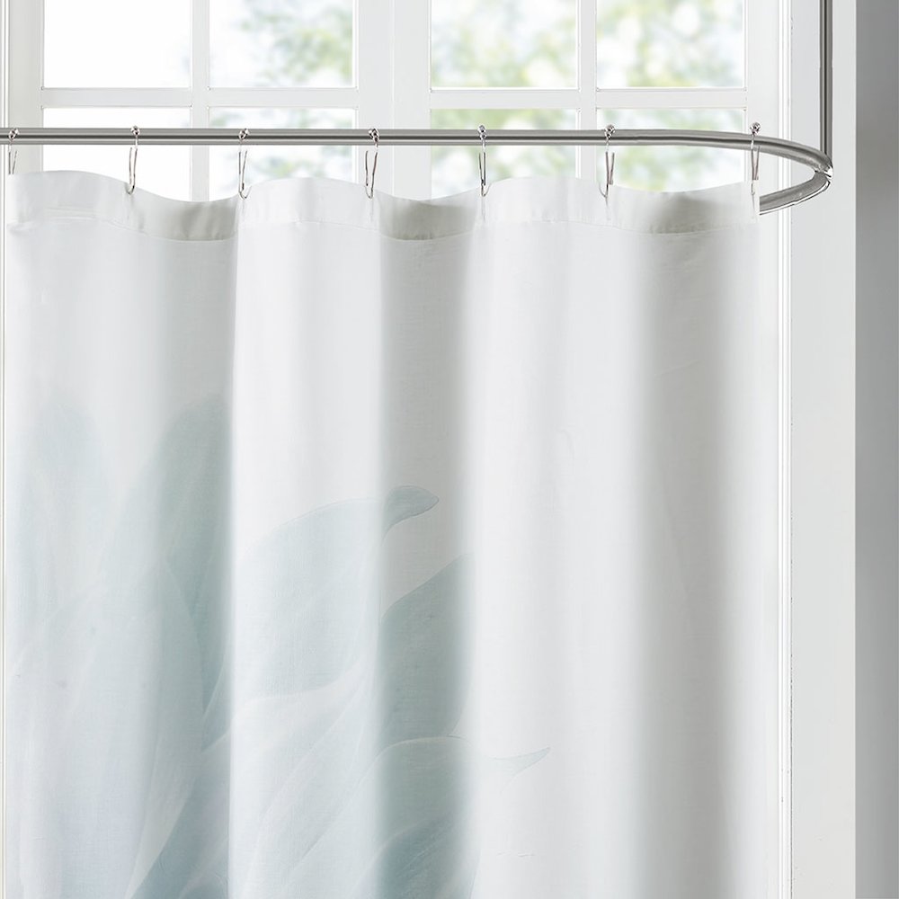 Printed Floral Cotton Shower Curtain. Picture 1