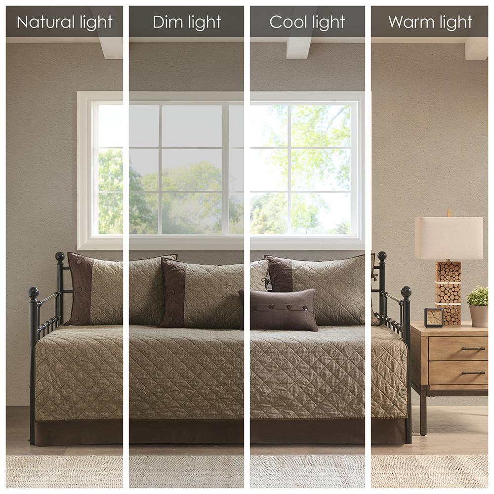 Boone 6 Piece Reversible Daybed Cover Set, Brown color. Picture 4