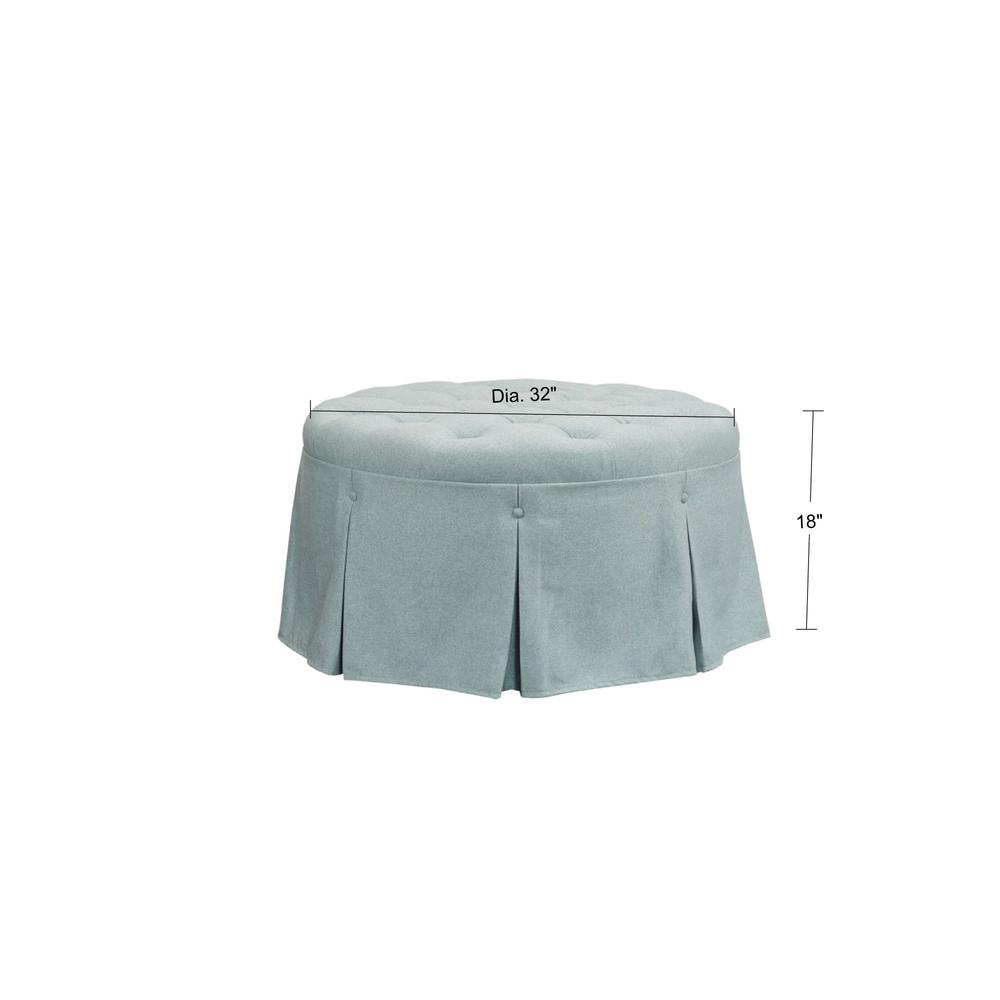 Skirted Tufted 32" Round Ottoman. Picture 5