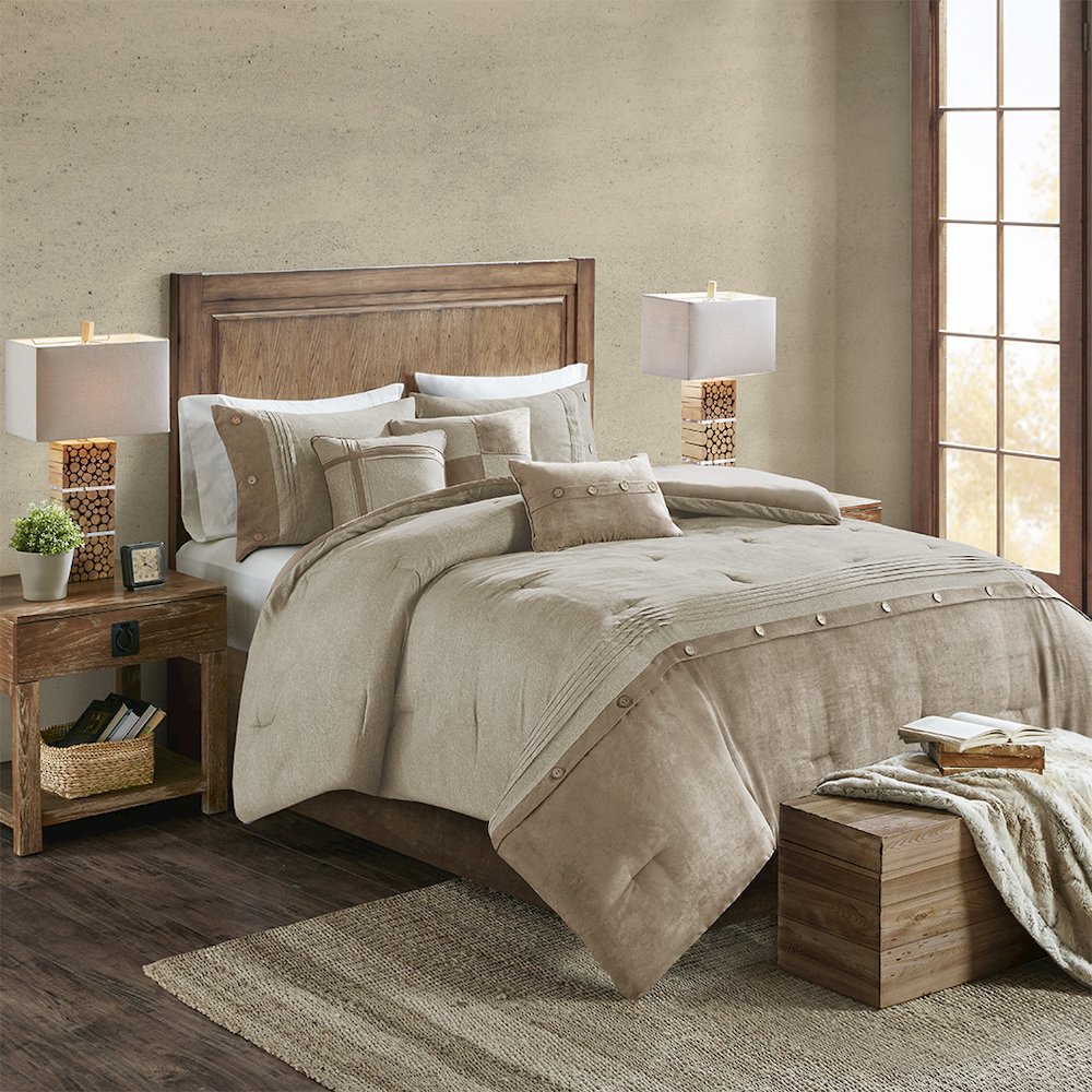 7 Piece Faux Suede Comforter Set. Picture 4