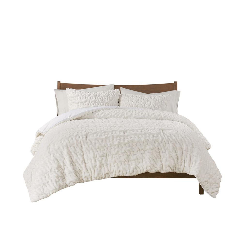 Ruched Fur Down Alternative Comforter Set. Picture 1