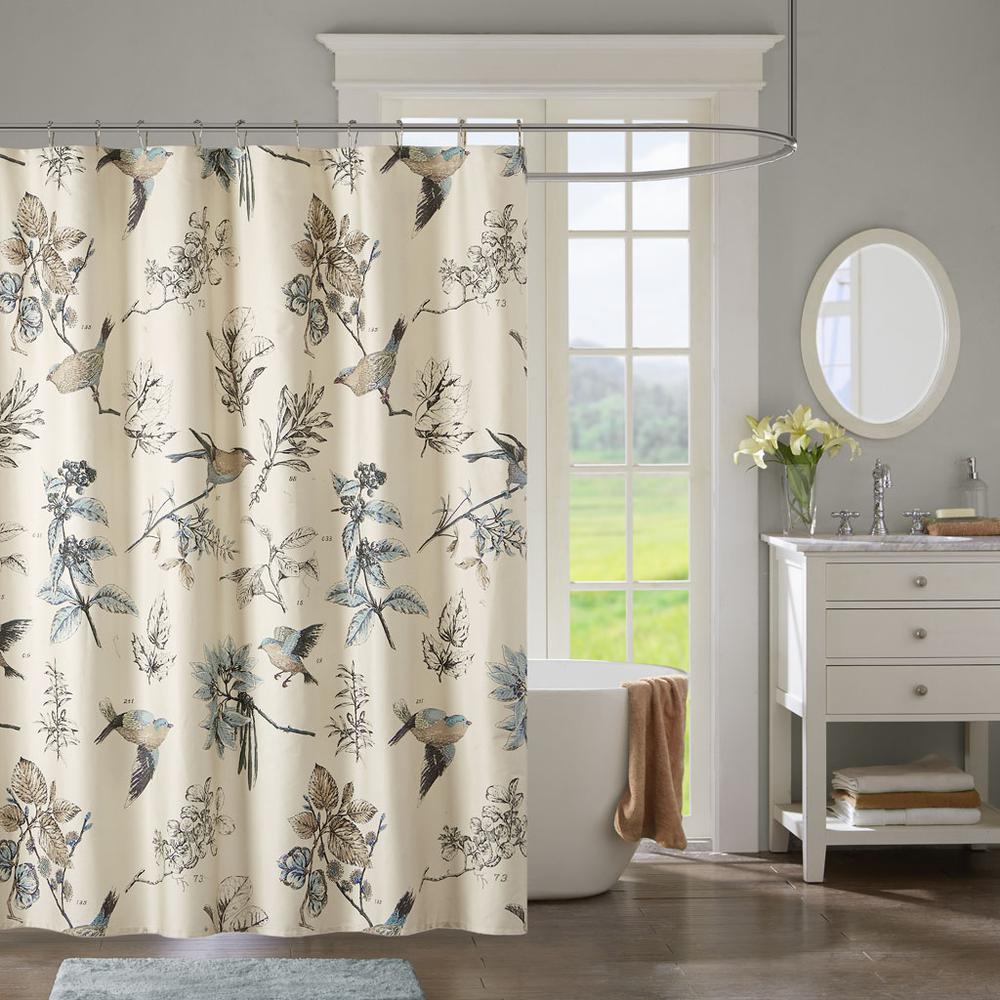 Printed Cotton Shower Curtain. Picture 1