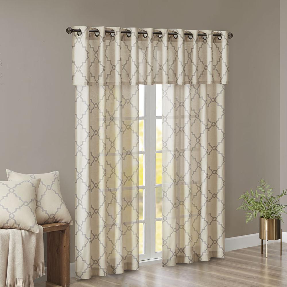 Fretwork Print Grommet Top Window Valance. Picture 2