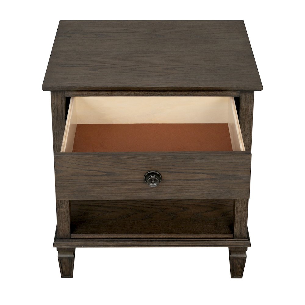 Victoria Bedside Table, Antique Brown color. Picture 1