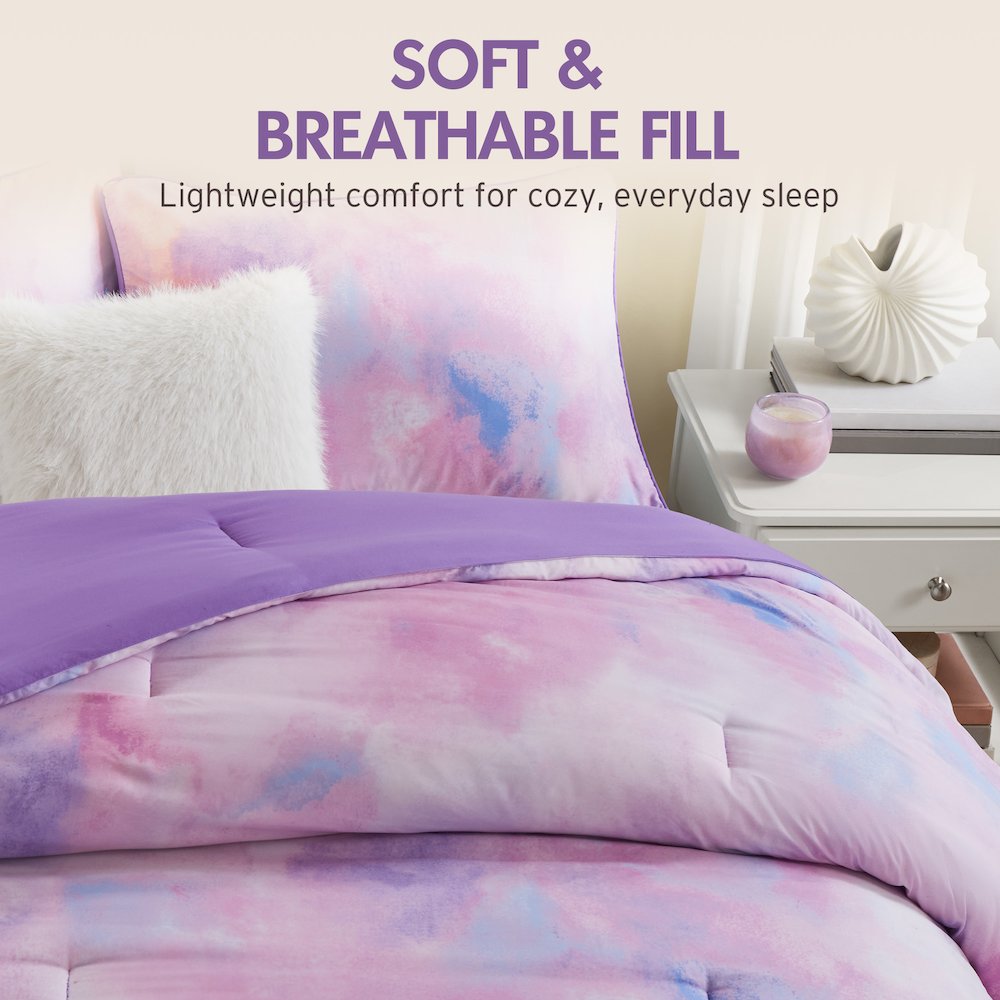 Cassiopeia Watercolor Tie Dye Printed Comforter Set with Throw Pillow. Picture 5