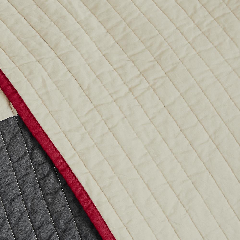 Huntington 100% Cotton Oversized Quilt Mini Set, Red color. Picture 2