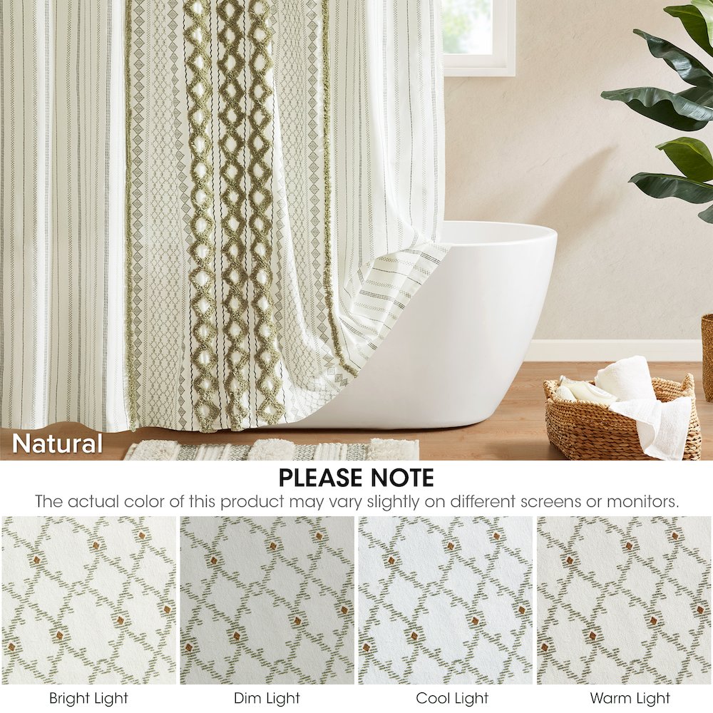 Imani Cotton Printed Shower Curtain with Chenille. Picture 3