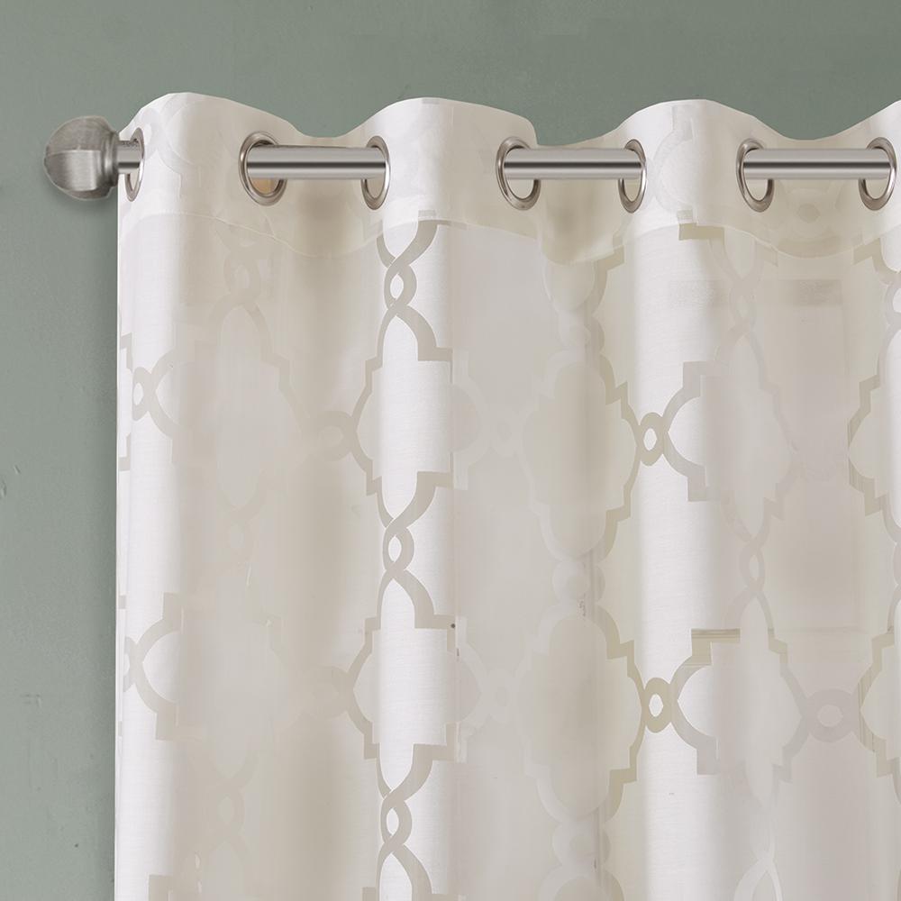 Fretwork Burnout Sheer Curtain Panel. Picture 1