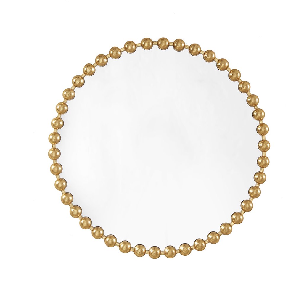 Beaded Round Wall Mirror 36"D. Picture 1
