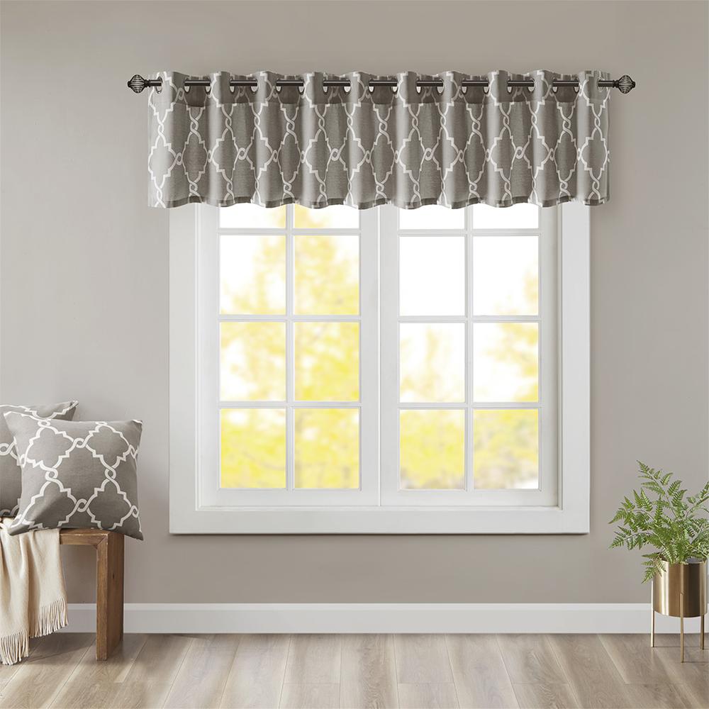Fretwork Print Grommet Top Window Valance. Picture 4