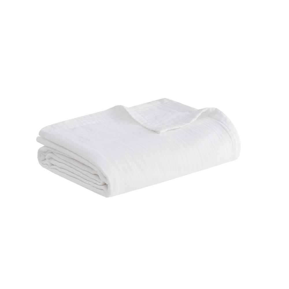 Gauze 100% Cotton Lightweight Blanket, White color. Picture 3