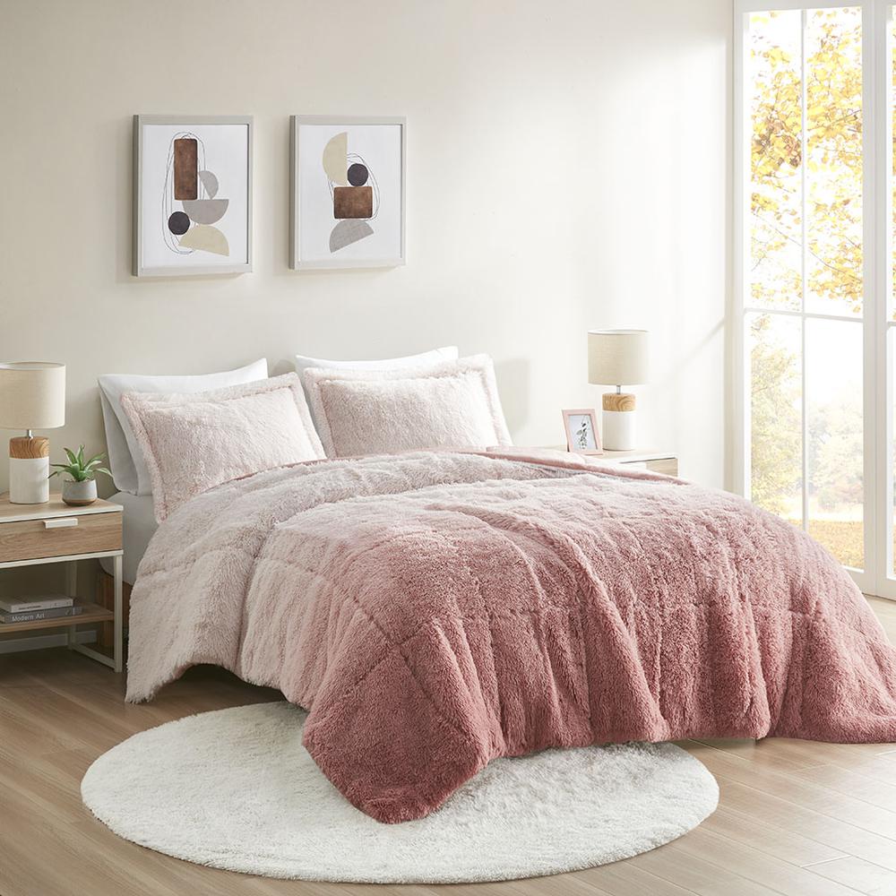 Ombre Shaggy Long Fur Comforter Mini Set. Picture 4