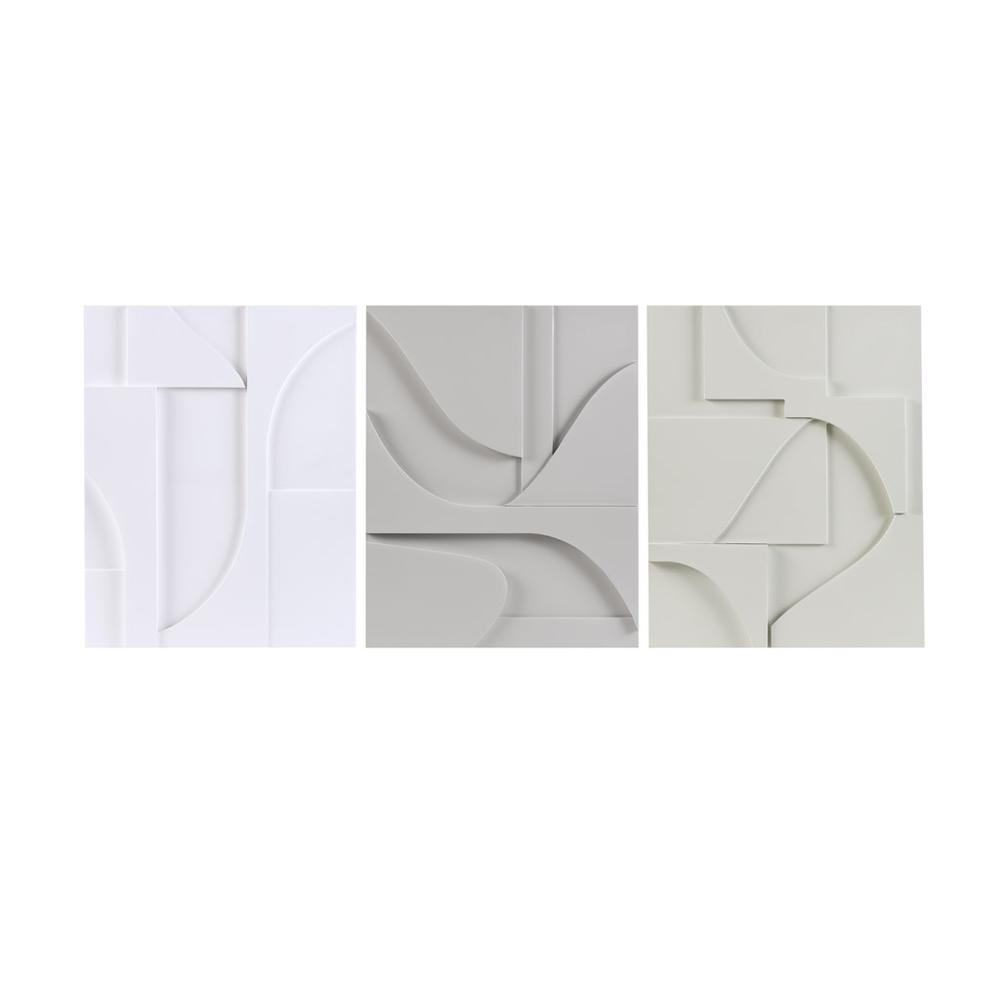 Geometric MDF Wood Carved Wall Decor 3 Piece Set. Picture 4