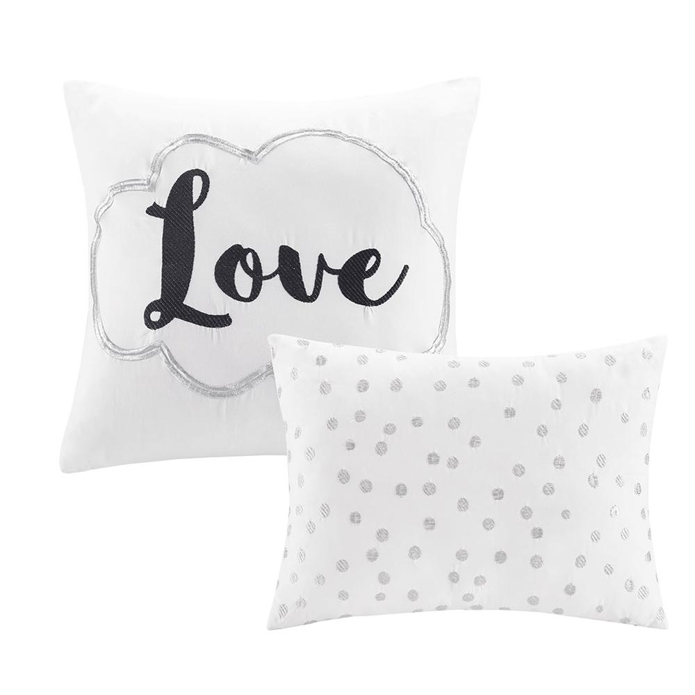 Raina Metallic Printed Comforter Set, White/Silver color. Picture 3