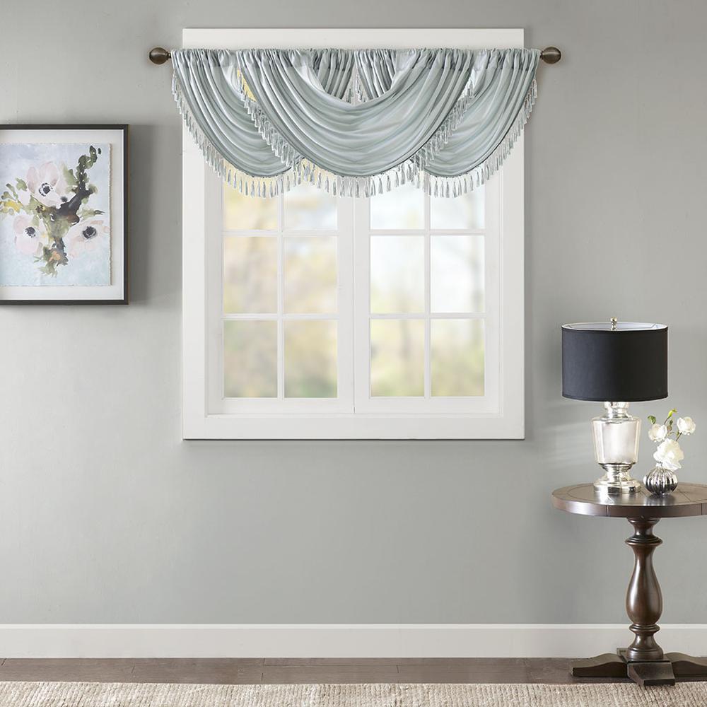 Faux Silk Waterfall Embellished Valance. Picture 4
