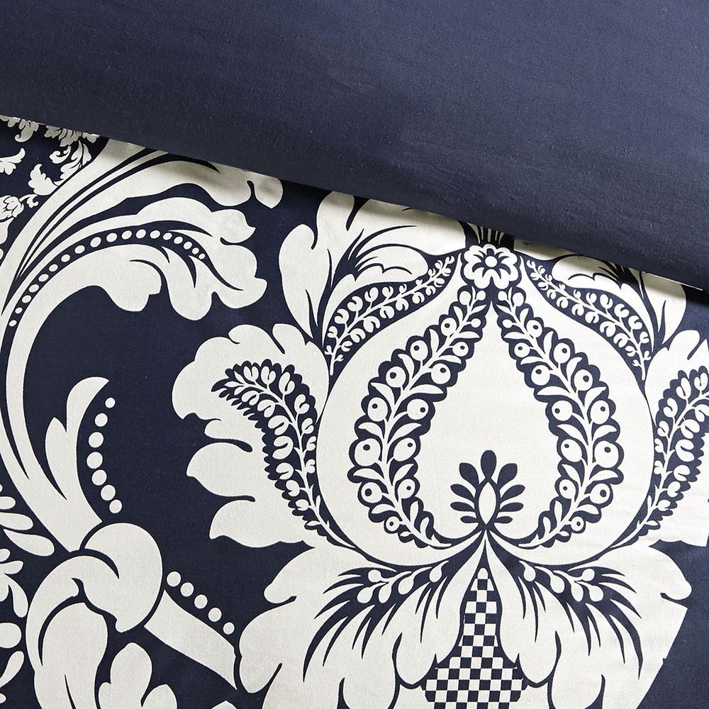 Vienna 6 Piece Printed Duvet Cover Set, Indigo color. Picture 2