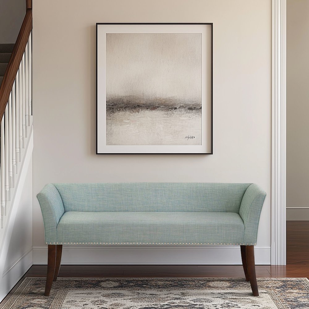 49.5" Upholstered Bench with Back & Wood Legs. Picture 2