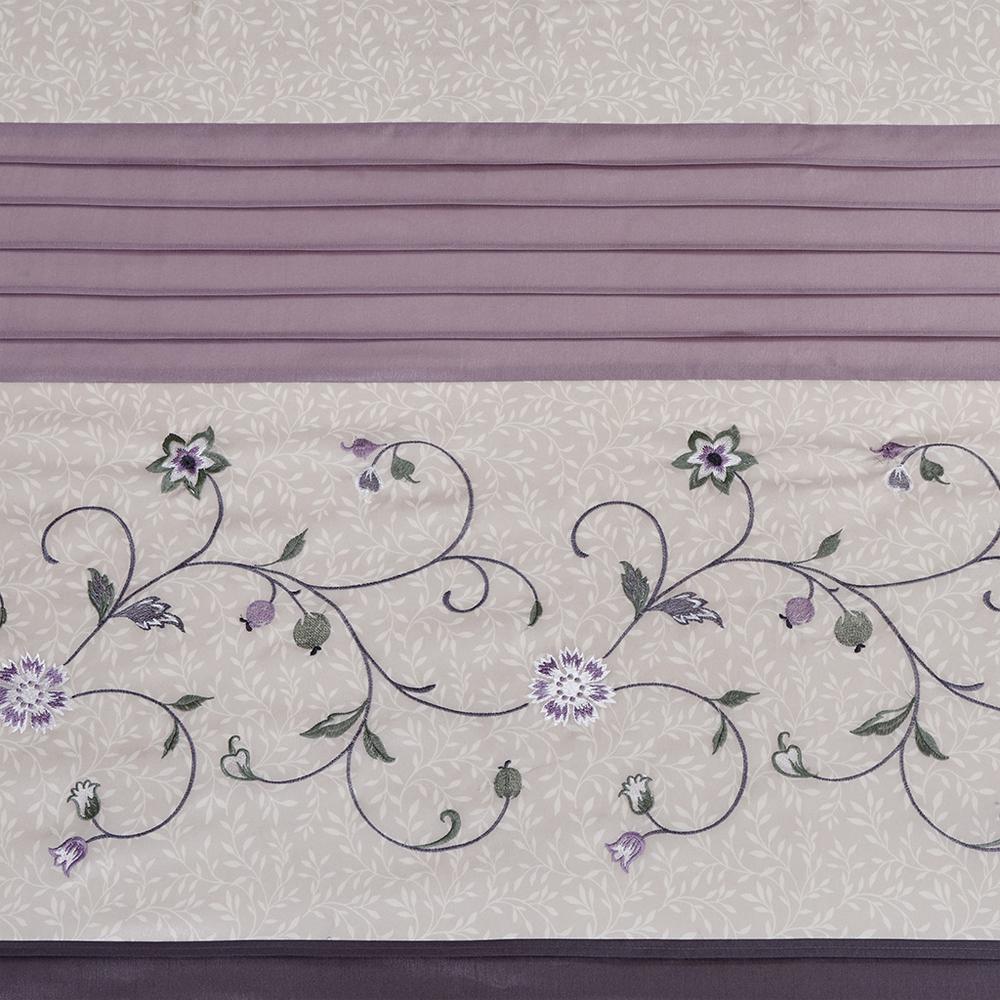 Faux Silk Embroidered Floral Shower Curtain. Picture 4
