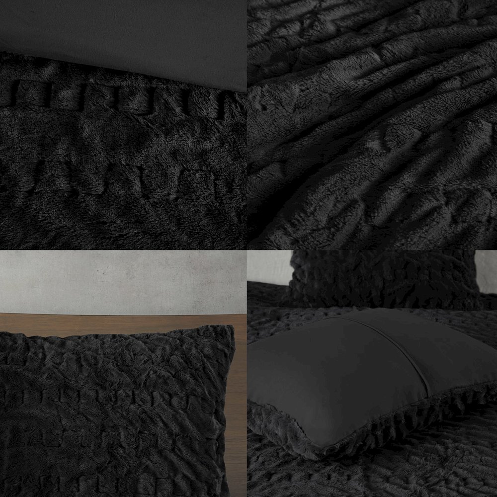 Ruched Fur Down Alternative Comforter Set. Picture 5