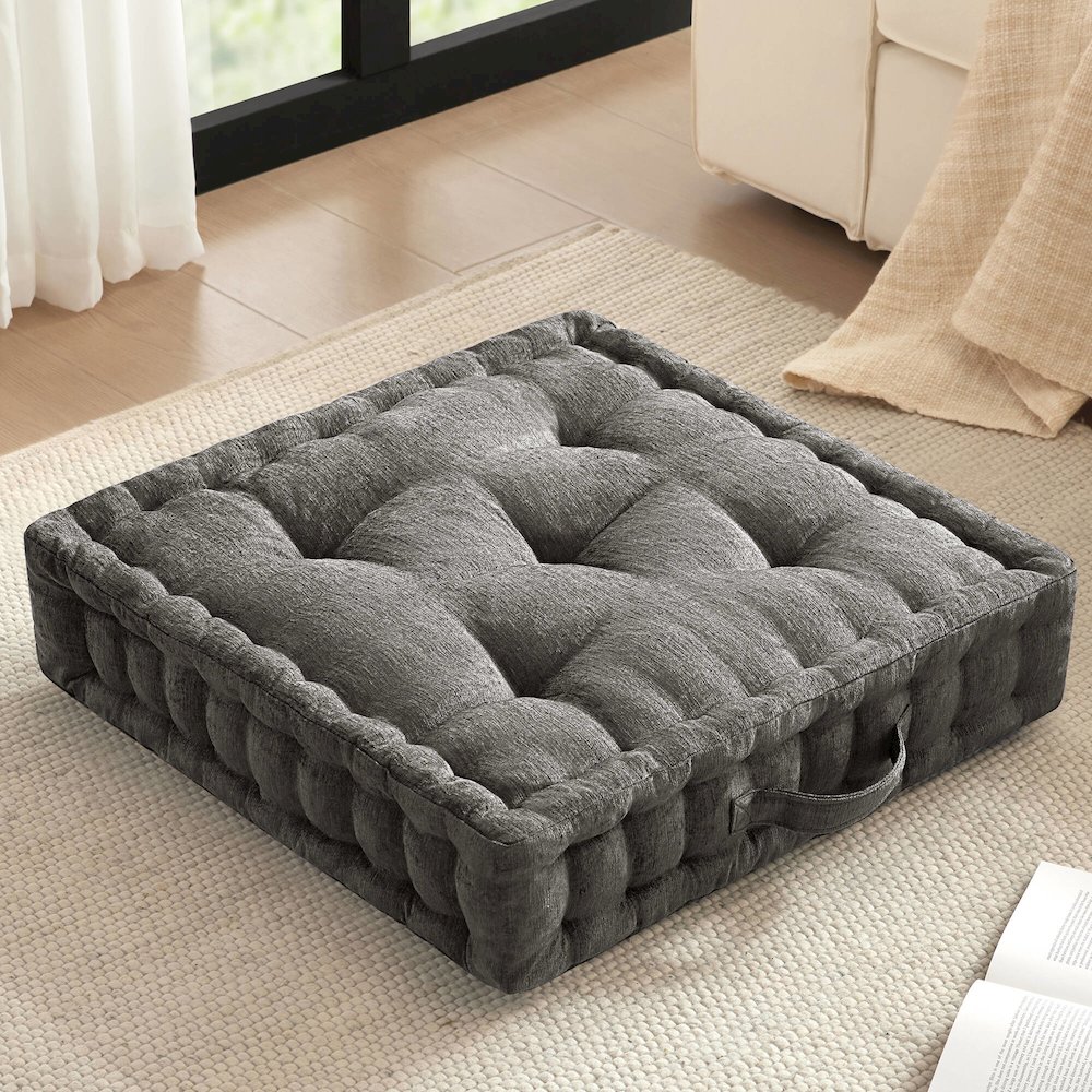 Azza Poly Chenille Square Floor Pillow Cushion. Picture 2