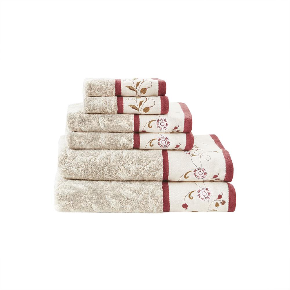 Embroidered Cotton Jacquard 6 Piece Towel Set. Picture 3