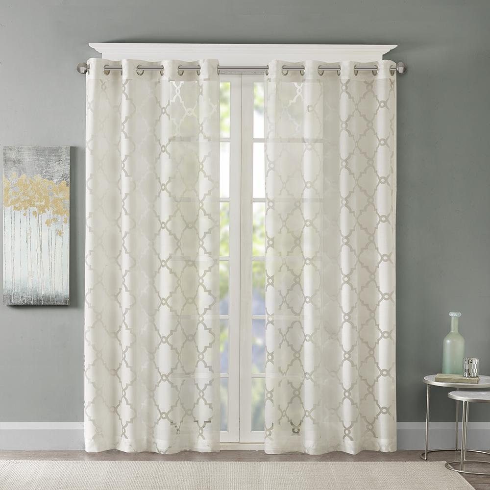 Fretwork Burnout Sheer Curtain Panel. Picture 2