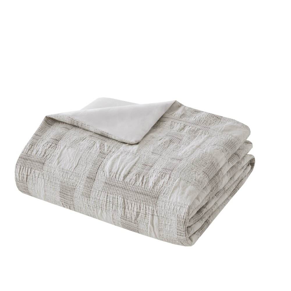 Cairo 3 Piece Cotton Jacquard Duvet Set, Ivory color. Picture 2