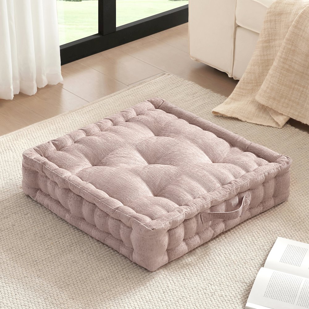 Poly Chenille Square Floor Pillow Cushion. Picture 1