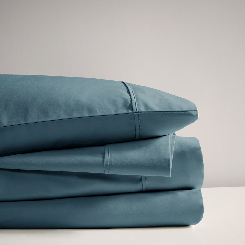 600 Thread Count Cooling Cotton Blend 4 PC Sheet Set, Teal color. Picture 2