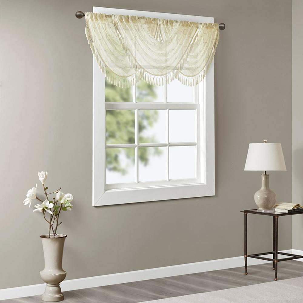 Diamond Sheer Embroidered Waterfall Valance. Picture 4