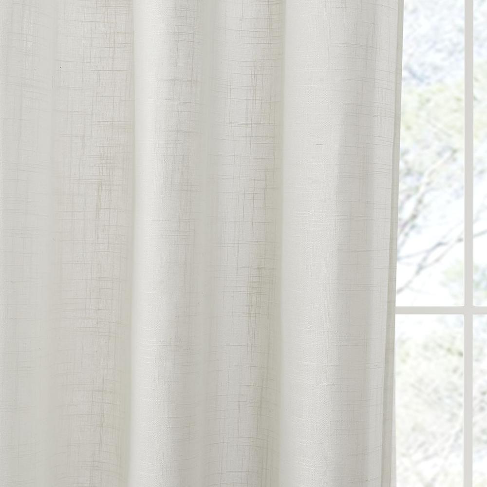 Linen Blend Light Filtering Curtain Panel Pair. Picture 1