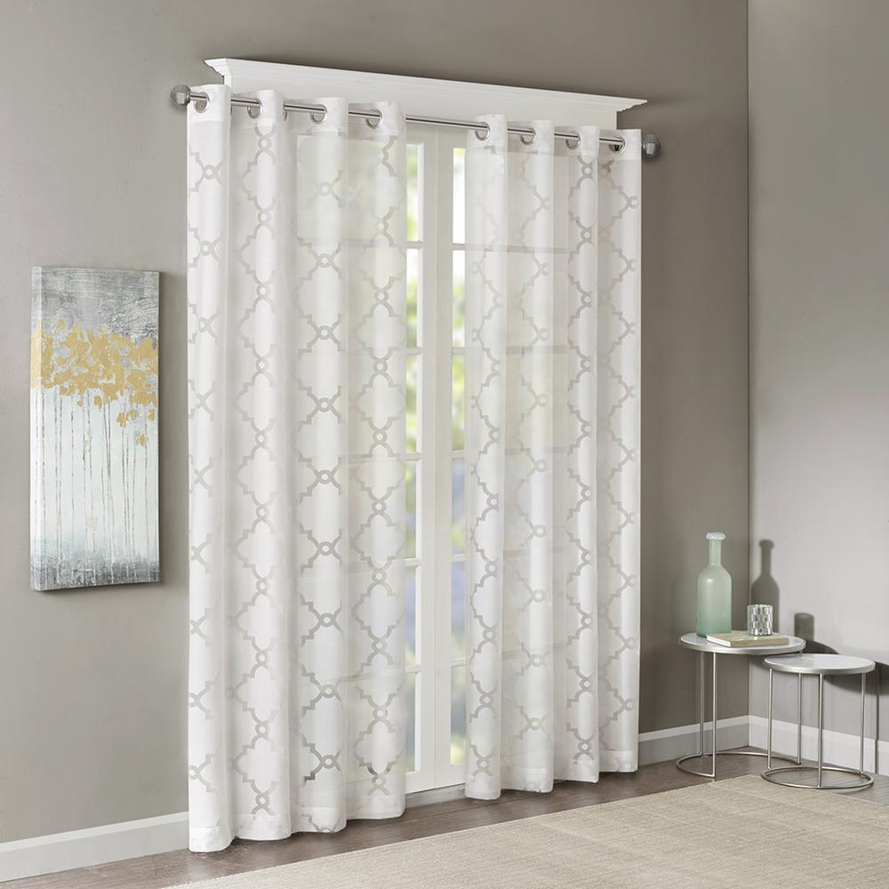 Fretwork Burnout Sheer Curtain Panel. Picture 1