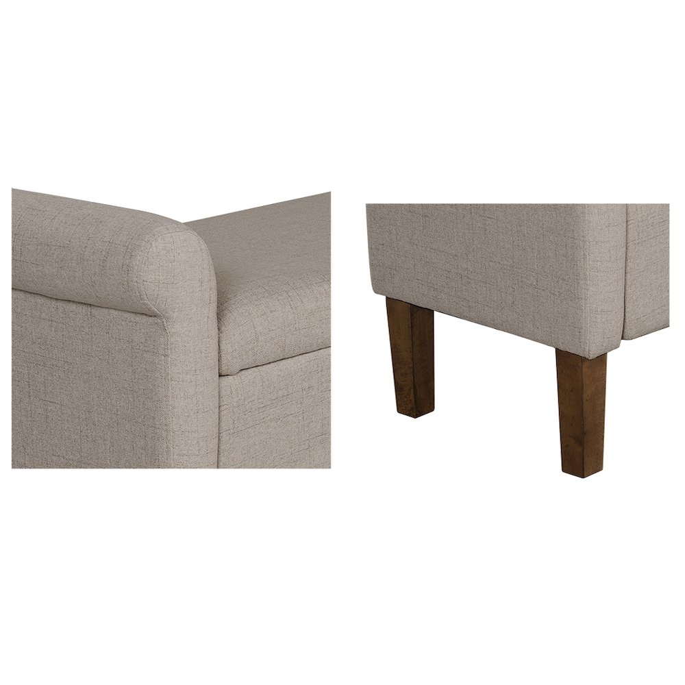 Aubrey Upholstered Storage Bench, Cream color. Picture 3