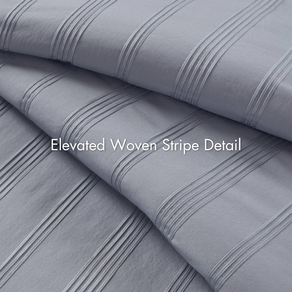 Logan Woven Striped Comforter Set, Blue/Grey color. Picture 3