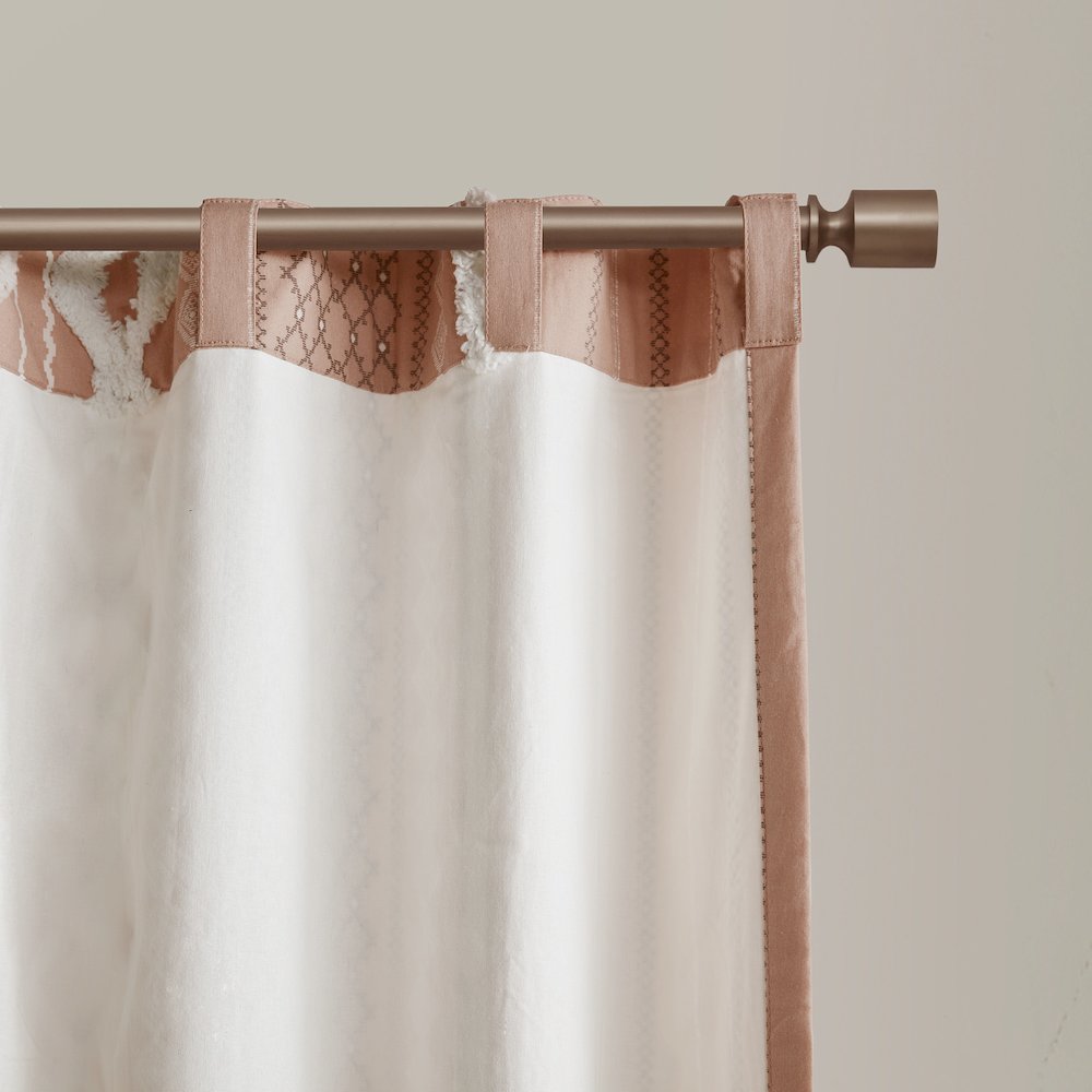 Imani Cotton Printed Curtain Panel with Chenille Stripe and Lining. Picture 4