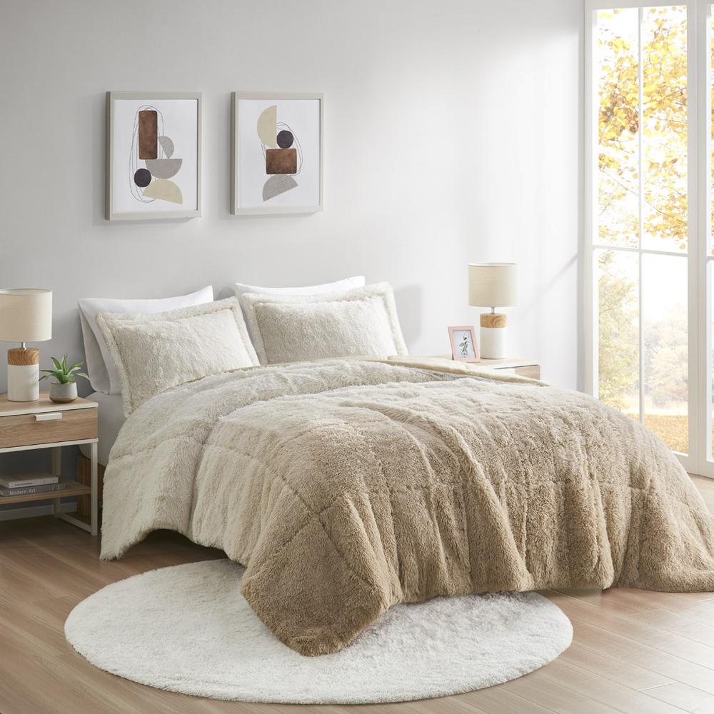 Ombre Shaggy Long Fur Comforter Mini Set. Picture 5