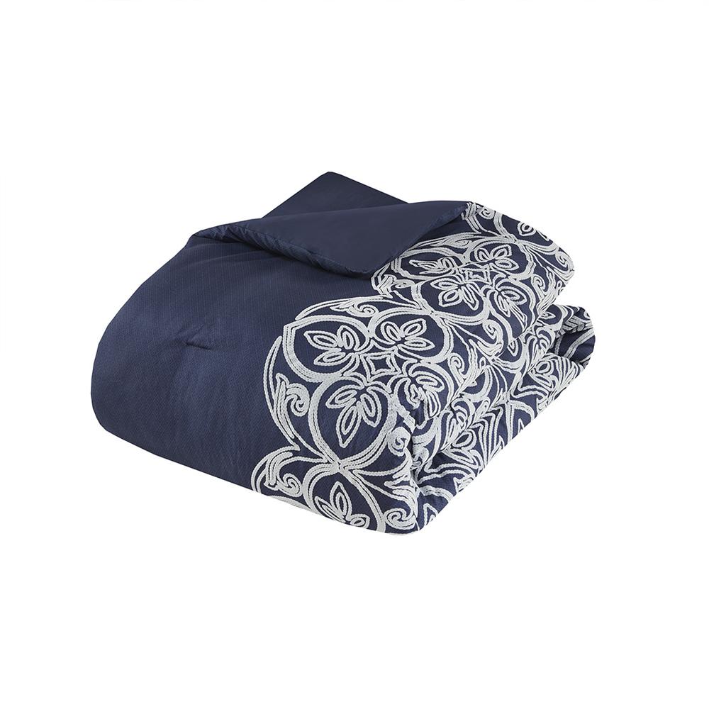 7 Piece Flocking Comforter Set with Euro Shams and Throw Pillows. Picture 2