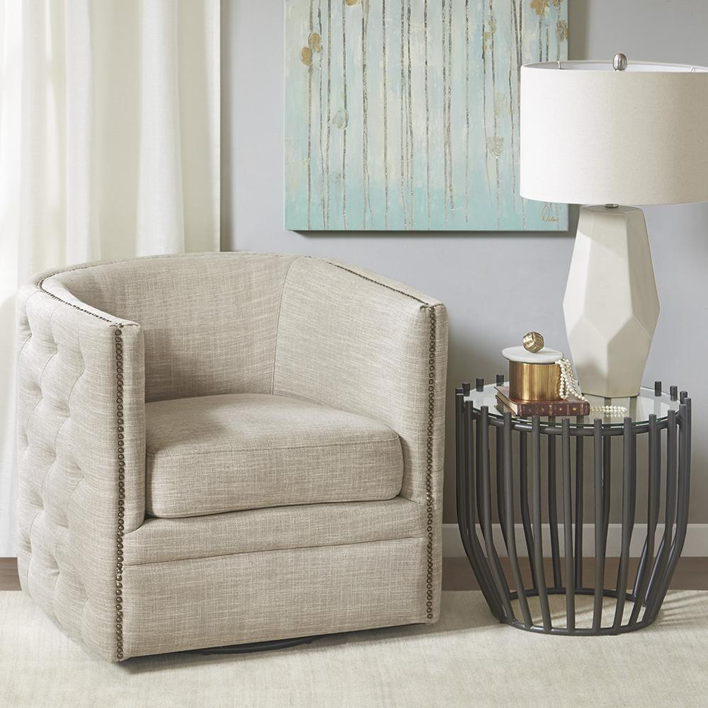 Tufted Barrel Swivel Chair. Picture 4