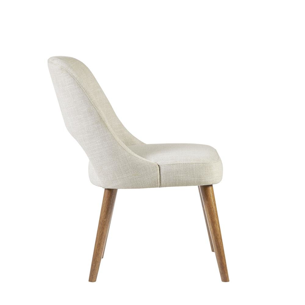 Beige Upholstered Side Chairs with Rubber Wood Legs – Set of 2 for Dining. Picture 6