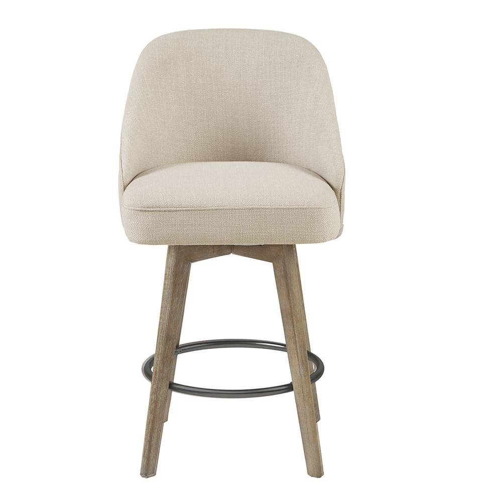 Beige Swivel Counter Stools with Solid Wood Frame for Kitchen or Bar Use. Picture 4