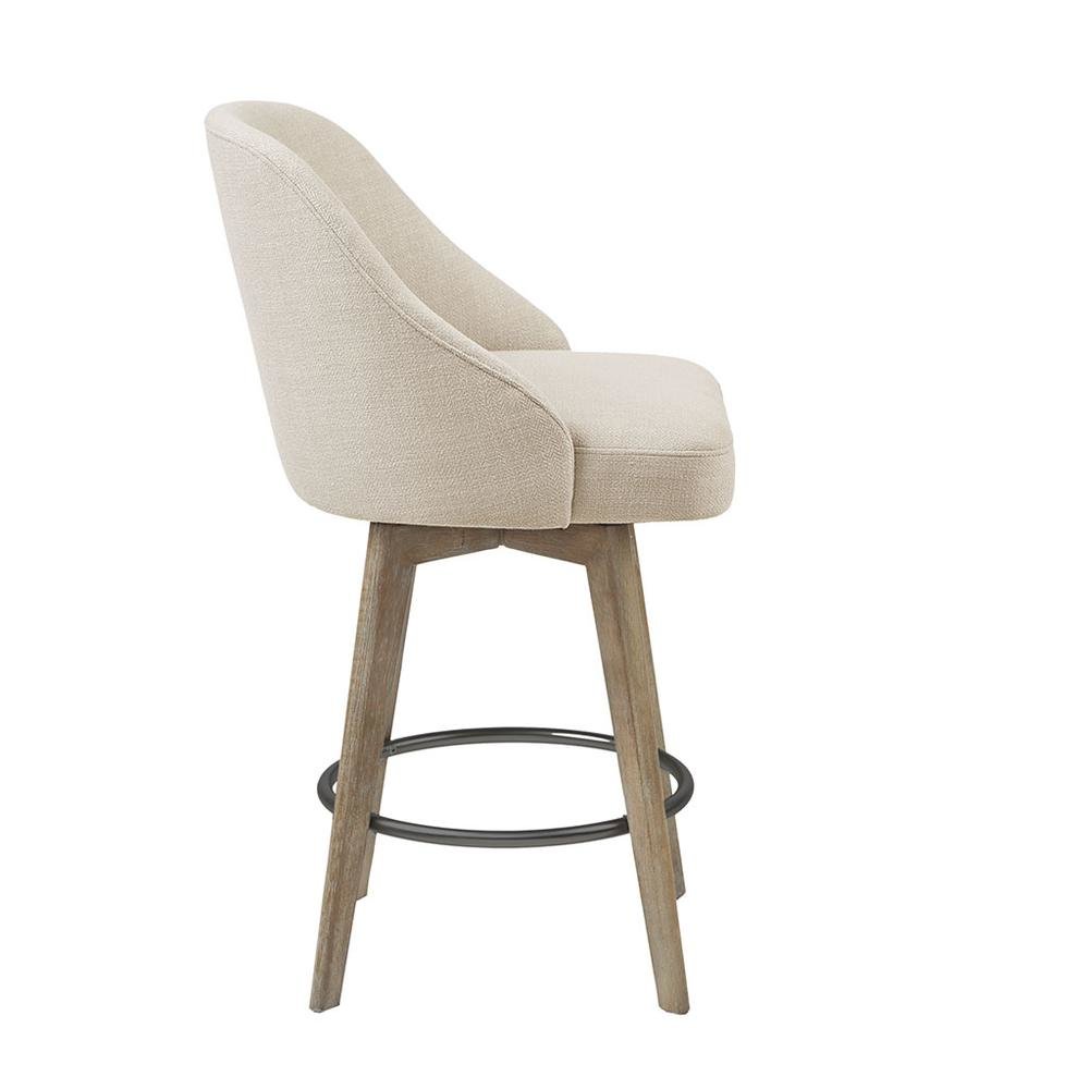 Beige Swivel Counter Stools with Solid Wood Frame for Kitchen or Bar Use. Picture 2